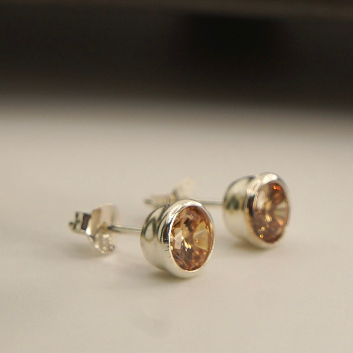 Aros plata 950 cristal marron