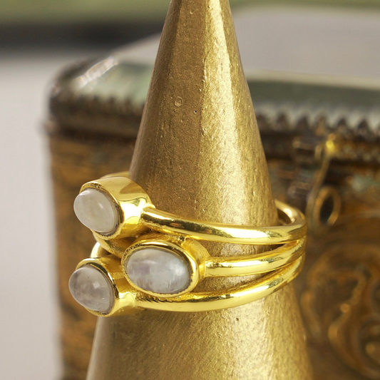 Anillo Enchape en Oro Piedra Luna