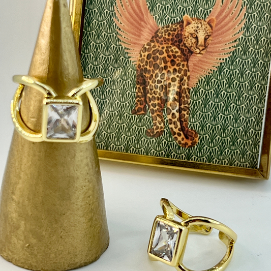 Anillo enchape oro circon