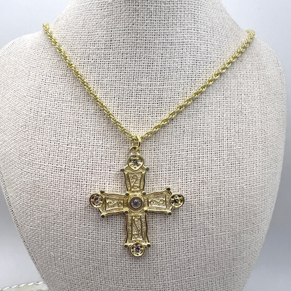 Collar cadena torcida cruz circón