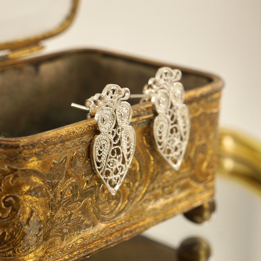 Aros plata 950 filigrana buho