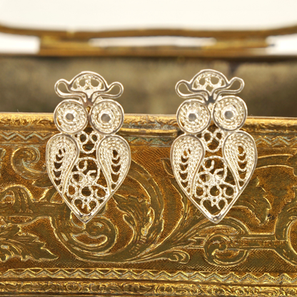 Aros plata 950 filigrana buho