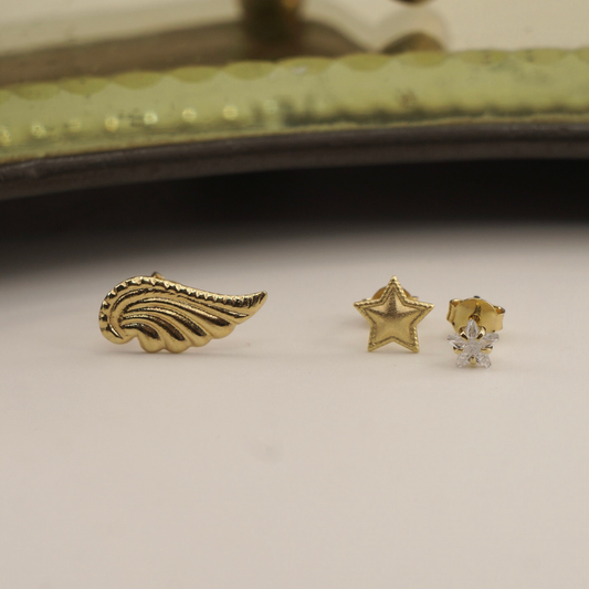 Aros mini desigual enchape oro 18k