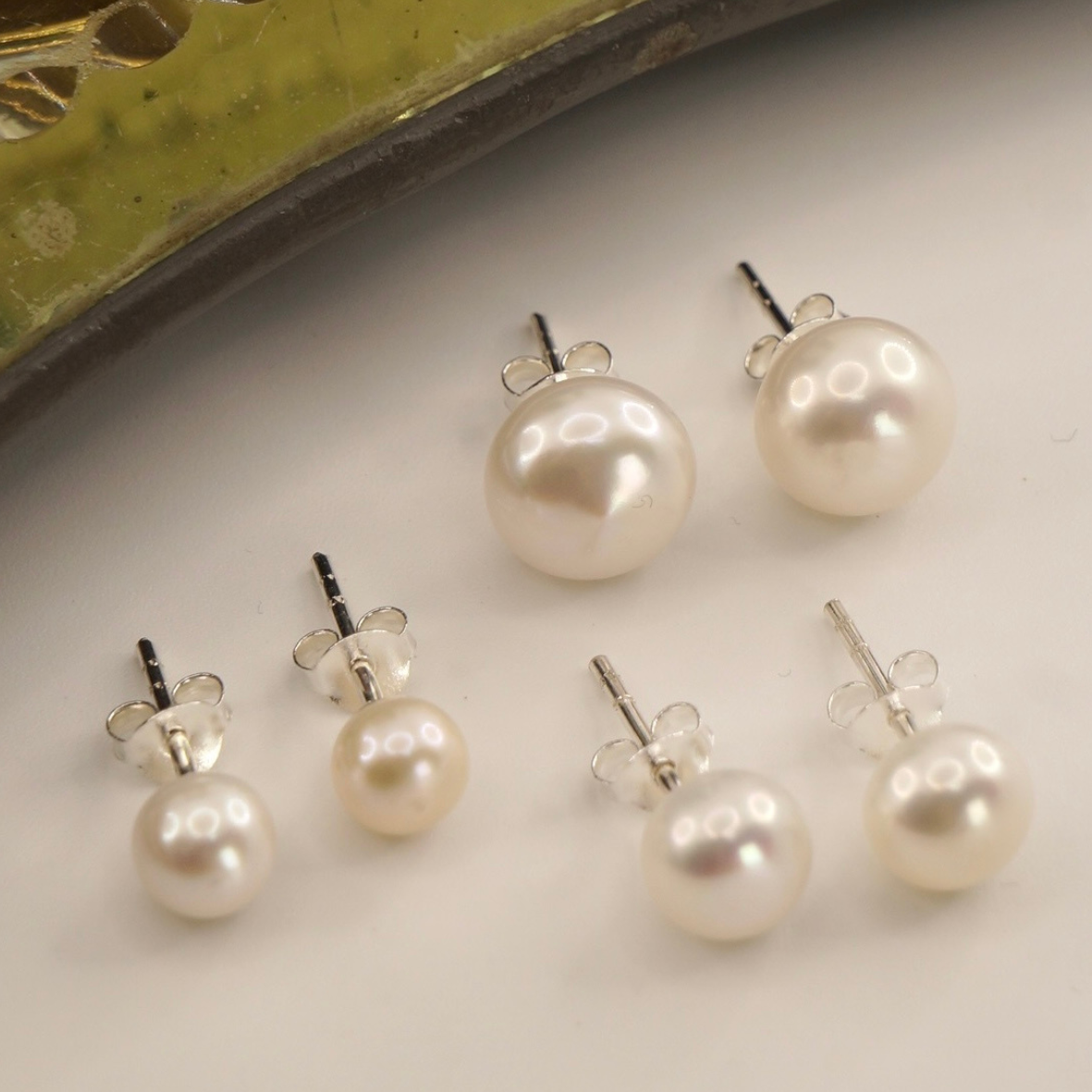 Aros perlas de rio base Plata 950