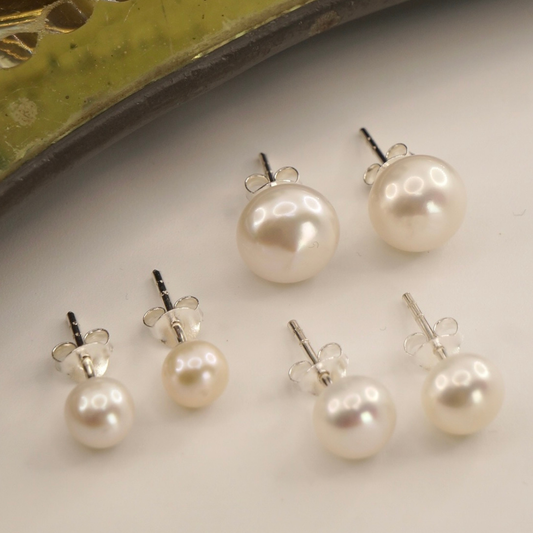 Aros perlas de rio base Plata 950