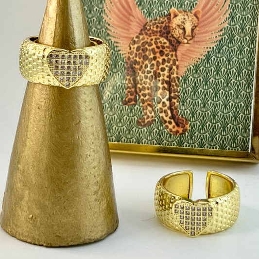 Anillo enchape oro circón