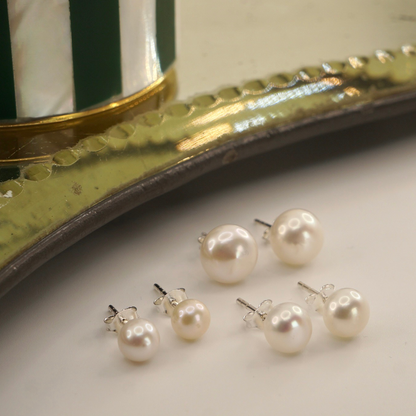 Aros perlas de rio base Plata 950