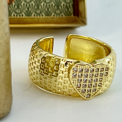 Anillo enchape oro circón