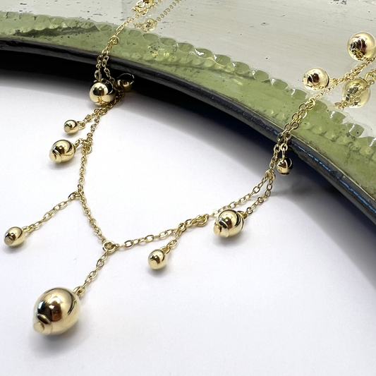 Collar enchape oro bolitas