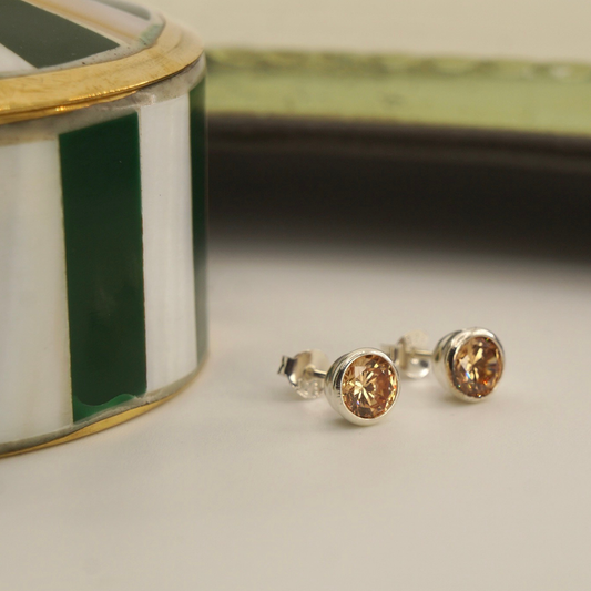 Aros plata 950 cristal marron