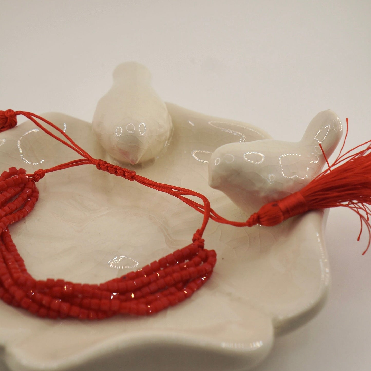 Pulsera roja mostacilla cristal cubo