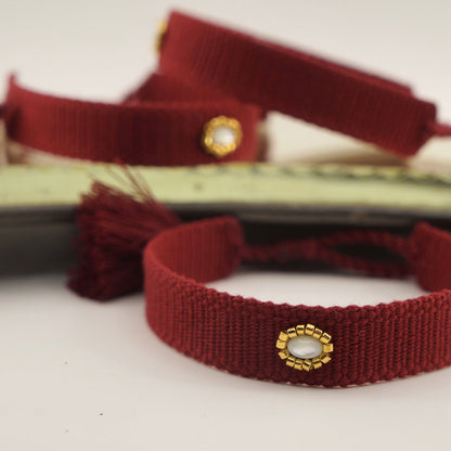 Pulsera cinta algodón piedra nacar