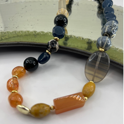 Collar piedras y enchape oro 18k