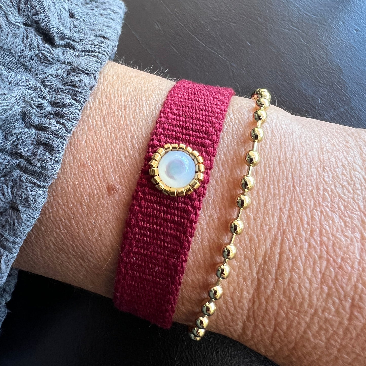 Pulsera bolitas enchape oro 18k